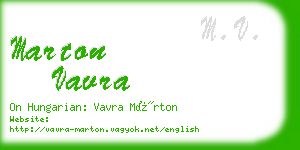 marton vavra business card